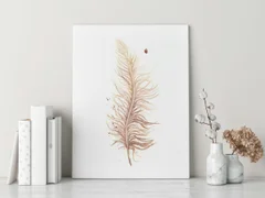 Image of a feather watercolor painting by Shayna Larsen, originals & prints available