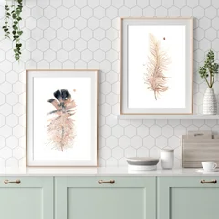 Image of a feather watercolor painting by Shayna Larsen, originals & prints available