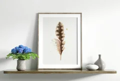 Image of a feather watercolor painting by Shayna Larsen, originals & prints available