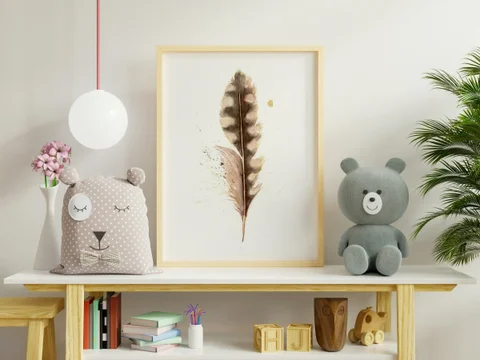 Image of a feather watercolor painting by Shayna Larsen, originals & prints available