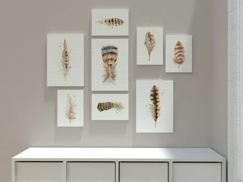 Image of a feather watercolor painting by Shayna Larsen, originals & prints available