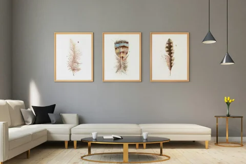 Image of a feather watercolor painting by Shayna Larsen, originals & prints available