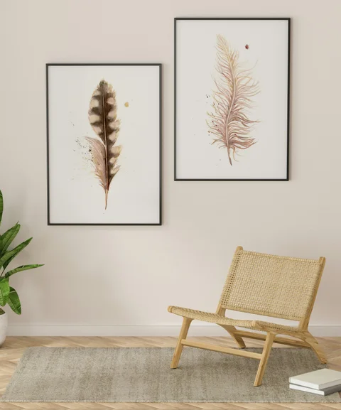 Image of a feather watercolor painting by Shayna Larsen, originals & prints available
