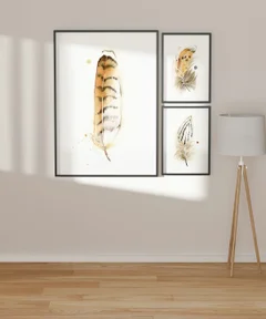 Image of a feather watercolor painting by Shayna Larsen, originals & prints available