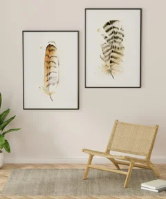 Image of a feather watercolor painting by Shayna Larsen, originals & prints available