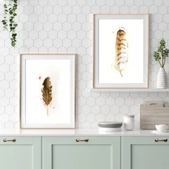 Image of a feather watercolor painting by Shayna Larsen, originals & prints available
