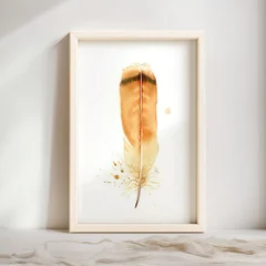 Image of a feather watercolor painting by Shayna Larsen, originals & prints available