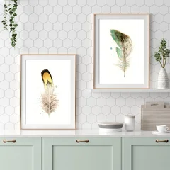 Image of a feather watercolor painting by Shayna Larsen, originals & prints available