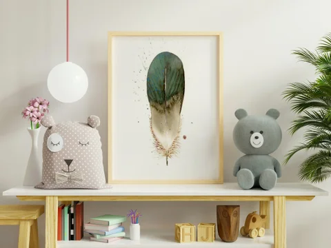 Image of a feather watercolor painting by Shayna Larsen, originals & prints available