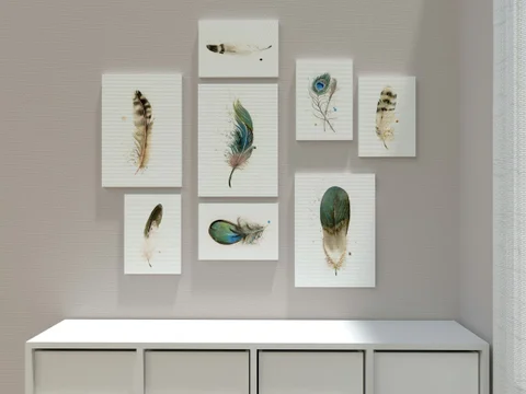 Image of a feather watercolor painting by Shayna Larsen, originals & prints available