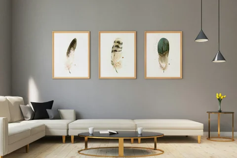 Image of a feather watercolor painting by Shayna Larsen, originals & prints available