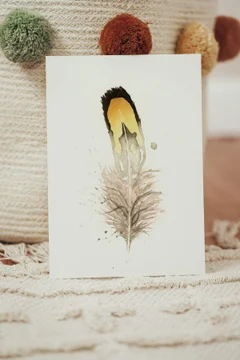 Image of a feather watercolor painting by Shayna Larsen, originals & prints available
