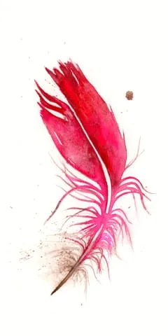 Image of a feather watercolor painting by Shayna Larsen, originals & prints available