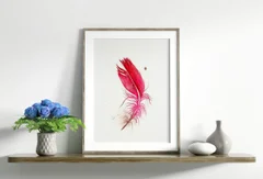 Image of a feather watercolor painting by Shayna Larsen, originals & prints available