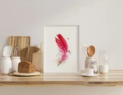 Image of a feather watercolor painting by Shayna Larsen, originals & prints available