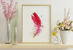 Image of a feather watercolor painting by Shayna Larsen, originals & prints available