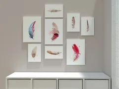 Image of a feather watercolor painting by Shayna Larsen, originals & prints available