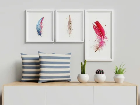 Image of a feather watercolor painting by Shayna Larsen, originals & prints available
