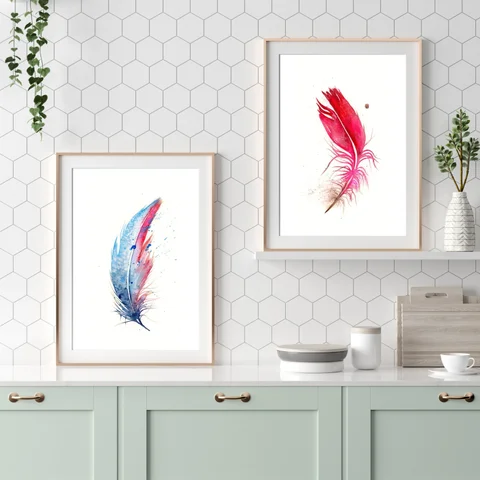 Image of a feather watercolor painting by Shayna Larsen, originals & prints available