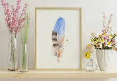 Image of a feather watercolor painting by Shayna Larsen, originals & prints available