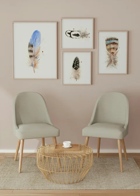 Image of a feather watercolor painting by Shayna Larsen, originals & prints available
