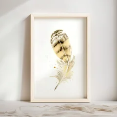 Image of a feather watercolor painting by Shayna Larsen, originals & prints available