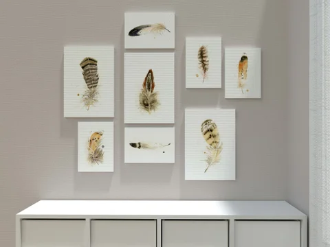 Image of a feather watercolor painting by Shayna Larsen, originals & prints available