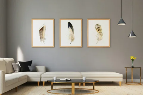 Image of a feather watercolor painting by Shayna Larsen, originals & prints available