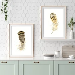 Image of a feather watercolor painting by Shayna Larsen, originals & prints available