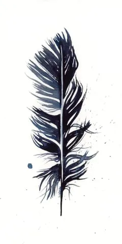 Image of a feather watercolor painting by Shayna Larsen, originals & prints available
