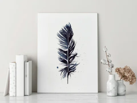 Image of a feather watercolor painting by Shayna Larsen, originals & prints available