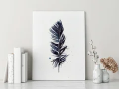 Image of a feather watercolor painting by Shayna Larsen, originals & prints available