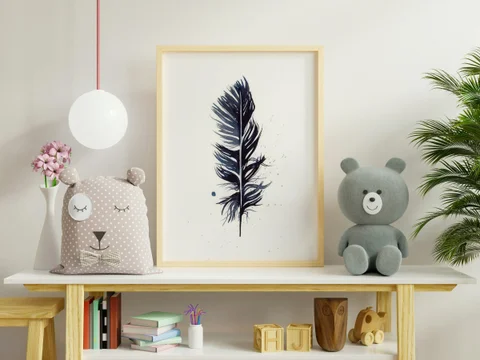 Image of a feather watercolor painting by Shayna Larsen, originals & prints available