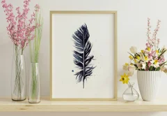 Image of a feather watercolor painting by Shayna Larsen, originals & prints available