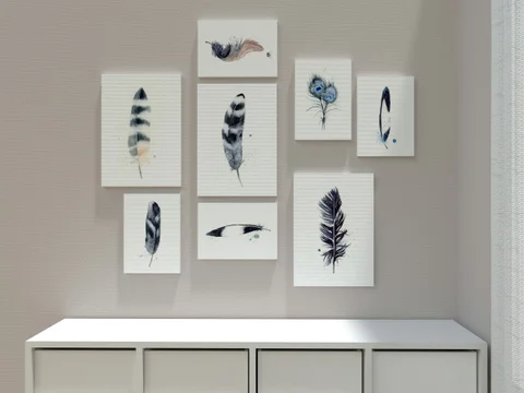 Image of a feather watercolor painting by Shayna Larsen, originals & prints available