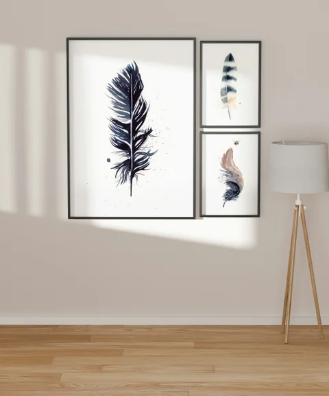 Image of a feather watercolor painting by Shayna Larsen, originals & prints available