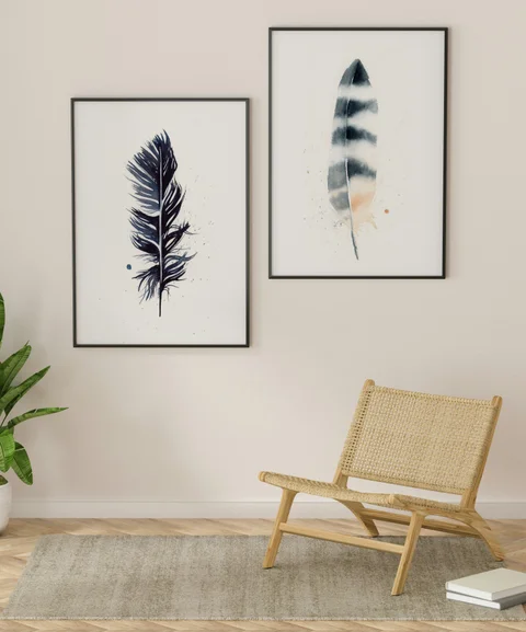 Image of a feather watercolor painting by Shayna Larsen, originals & prints available
