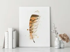 Image of a feather watercolor painting by Shayna Larsen, originals & prints available