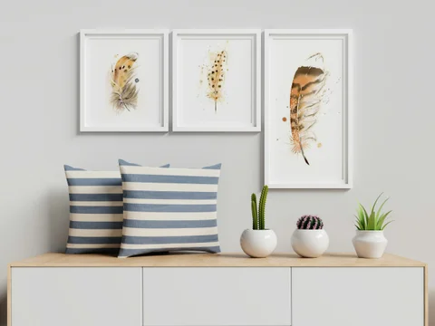 Image of a feather watercolor painting by Shayna Larsen, originals & prints available