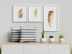 Image of a feather watercolor painting by Shayna Larsen, originals & prints available