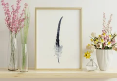 Image of a feather watercolor painting by Shayna Larsen, originals & prints available