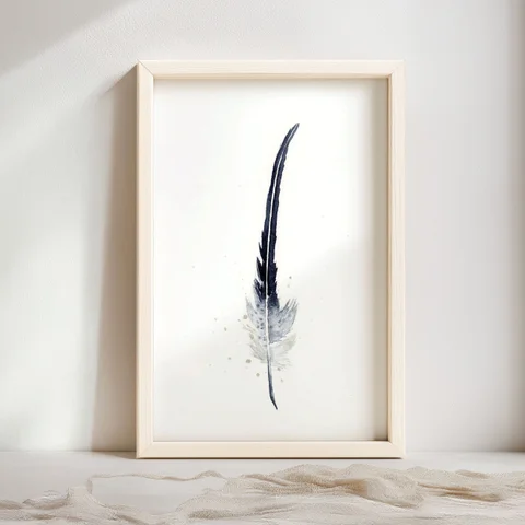 Image of a feather watercolor painting by Shayna Larsen, originals & prints available
