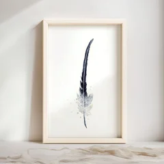 Image of a feather watercolor painting by Shayna Larsen, originals & prints available