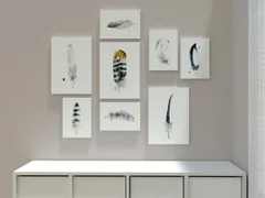 Image of a feather watercolor painting by Shayna Larsen, originals & prints available