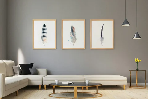 Image of a feather watercolor painting by Shayna Larsen, originals & prints available