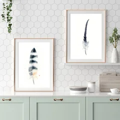 Image of a feather watercolor painting by Shayna Larsen, originals & prints available