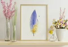 Image of a feather watercolor painting by Shayna Larsen, originals & prints available