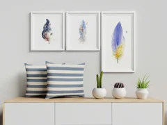 Image of a feather watercolor painting by Shayna Larsen, originals & prints available