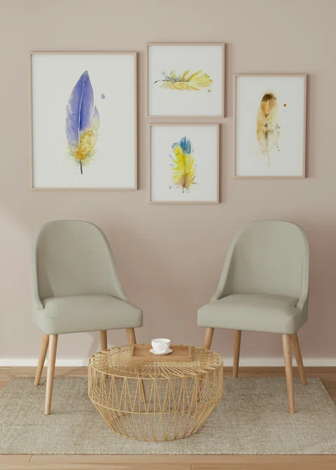 Image of a feather watercolor painting by Shayna Larsen, originals & prints available