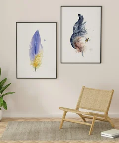 Image of a feather watercolor painting by Shayna Larsen, originals & prints available